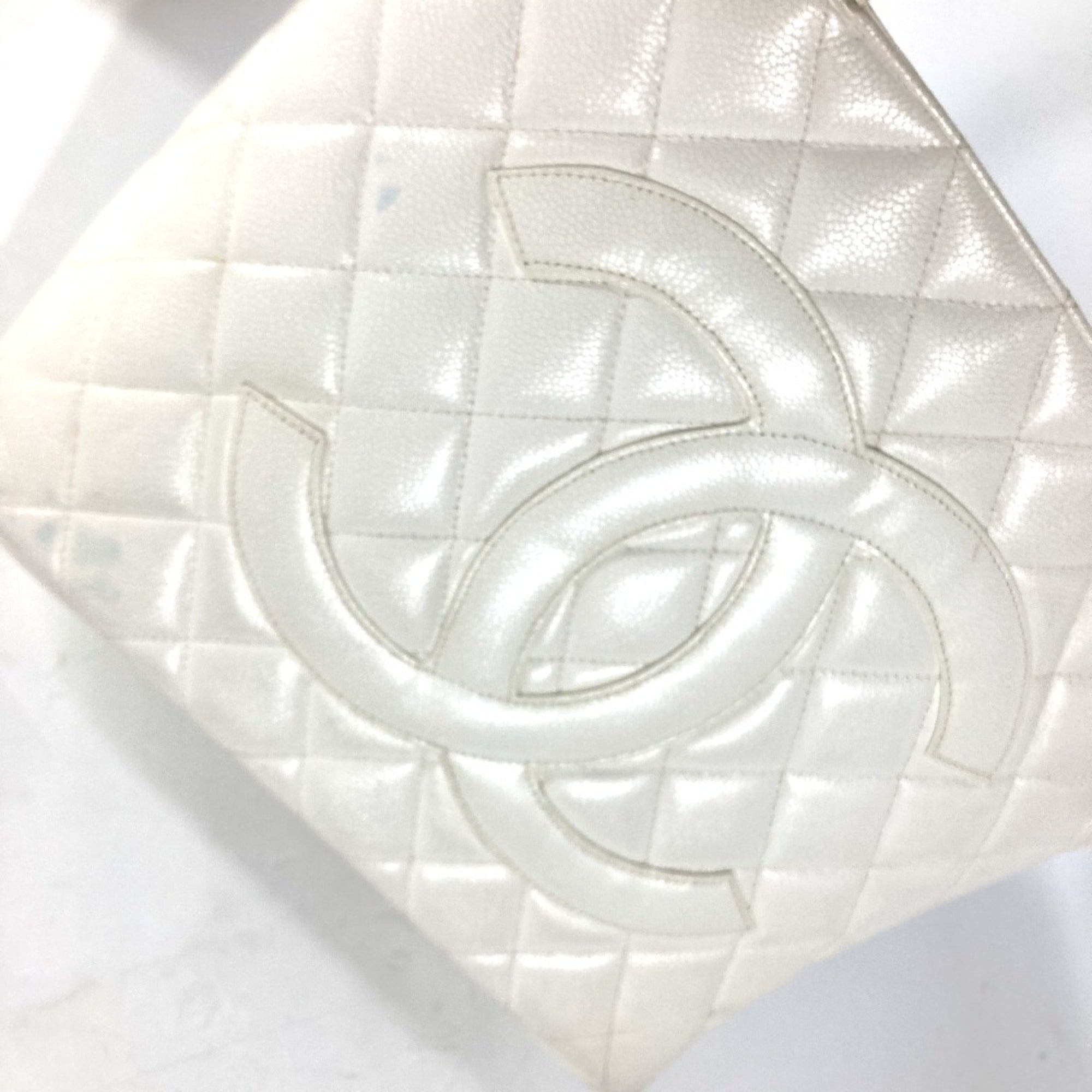 Chanel White Caviar Leather Shoulder Bag Tote Bag (Pre-Owned)
