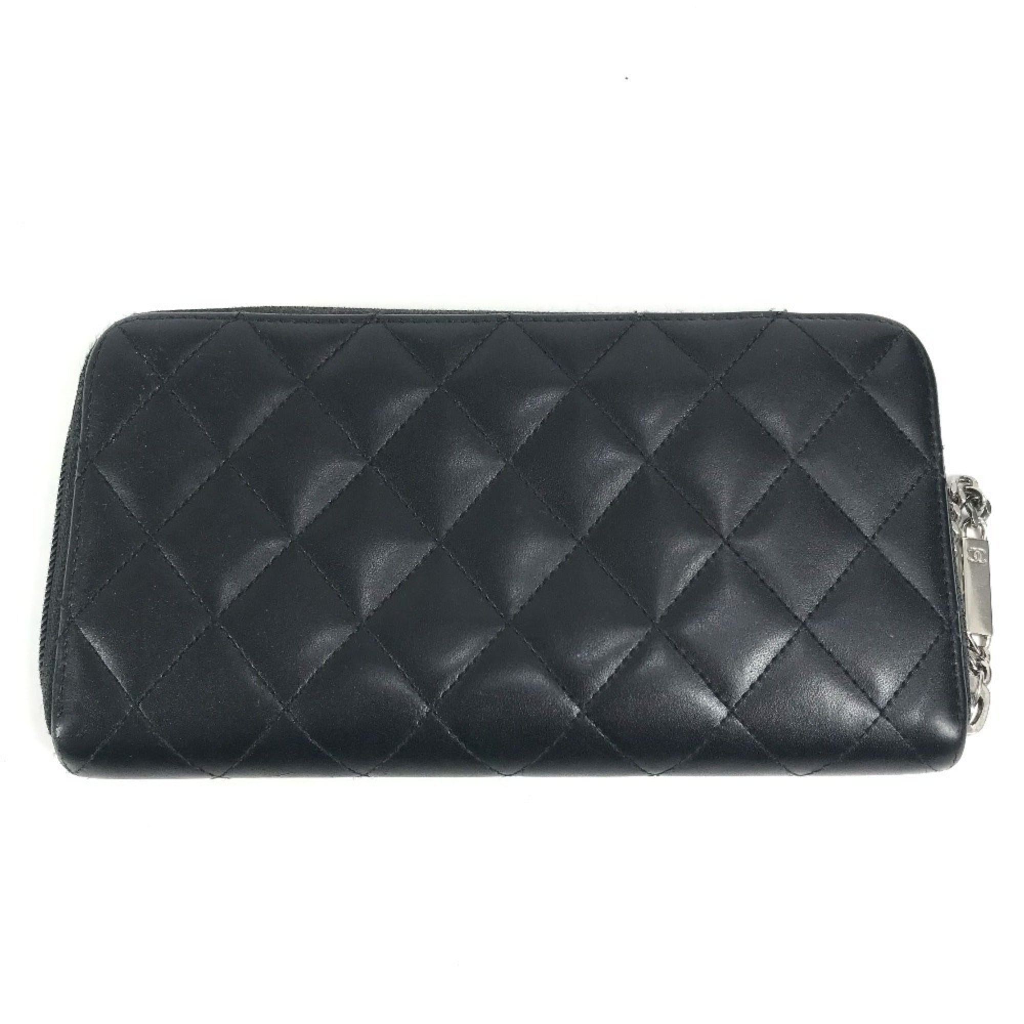 Chanel Cambon Black Leather Long Wallet (Bi-Fold) (Pre-Owned)