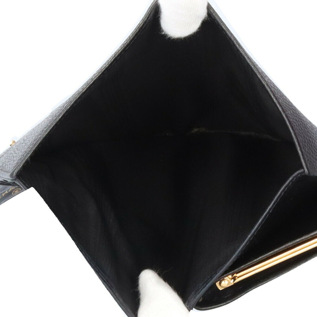 Chanel Black Grained Calfskin Long Wallet (Bi-Fold) (Pre-Owned)