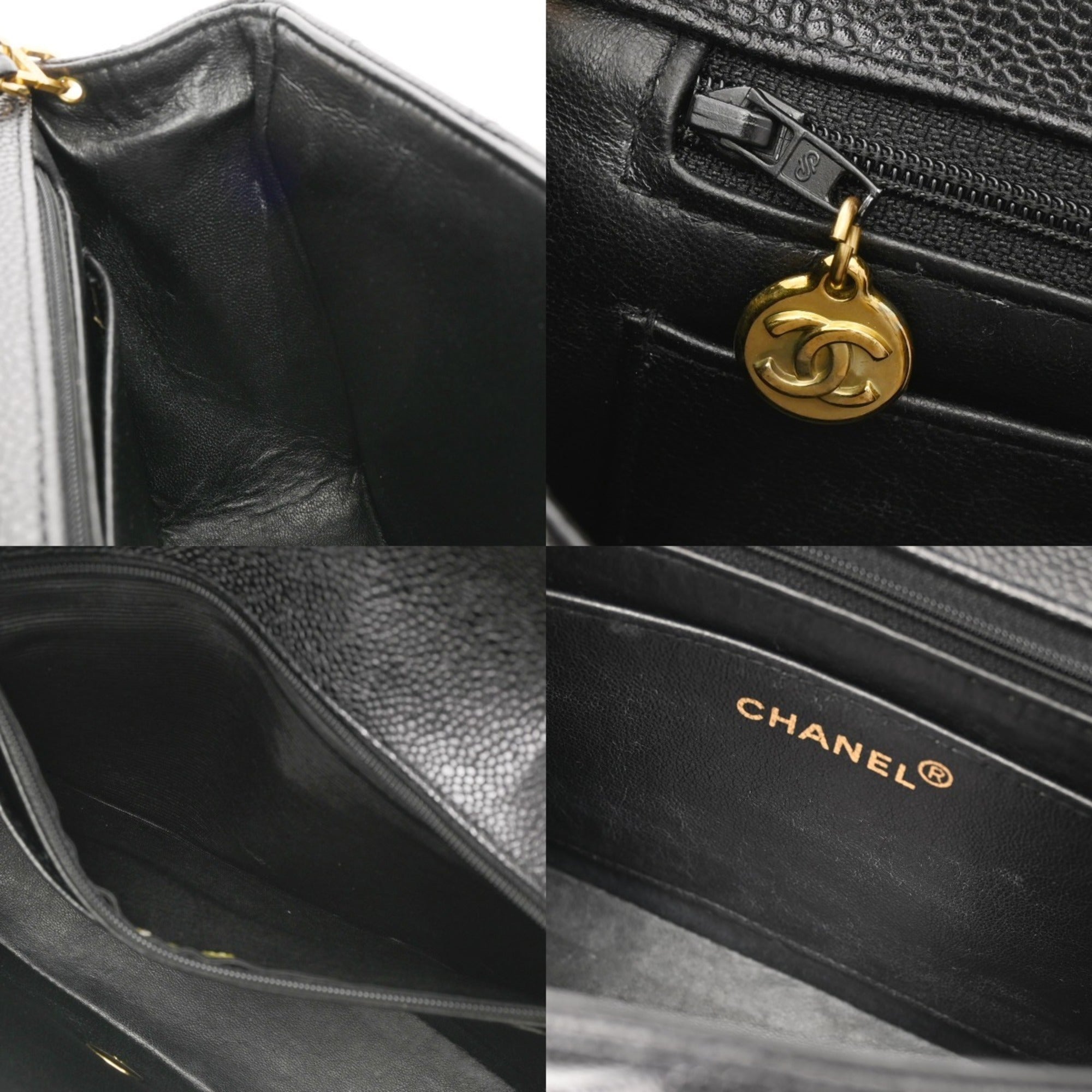 Chanel Black Grained Calfskin Shoulder Bag (Pre-Owned)