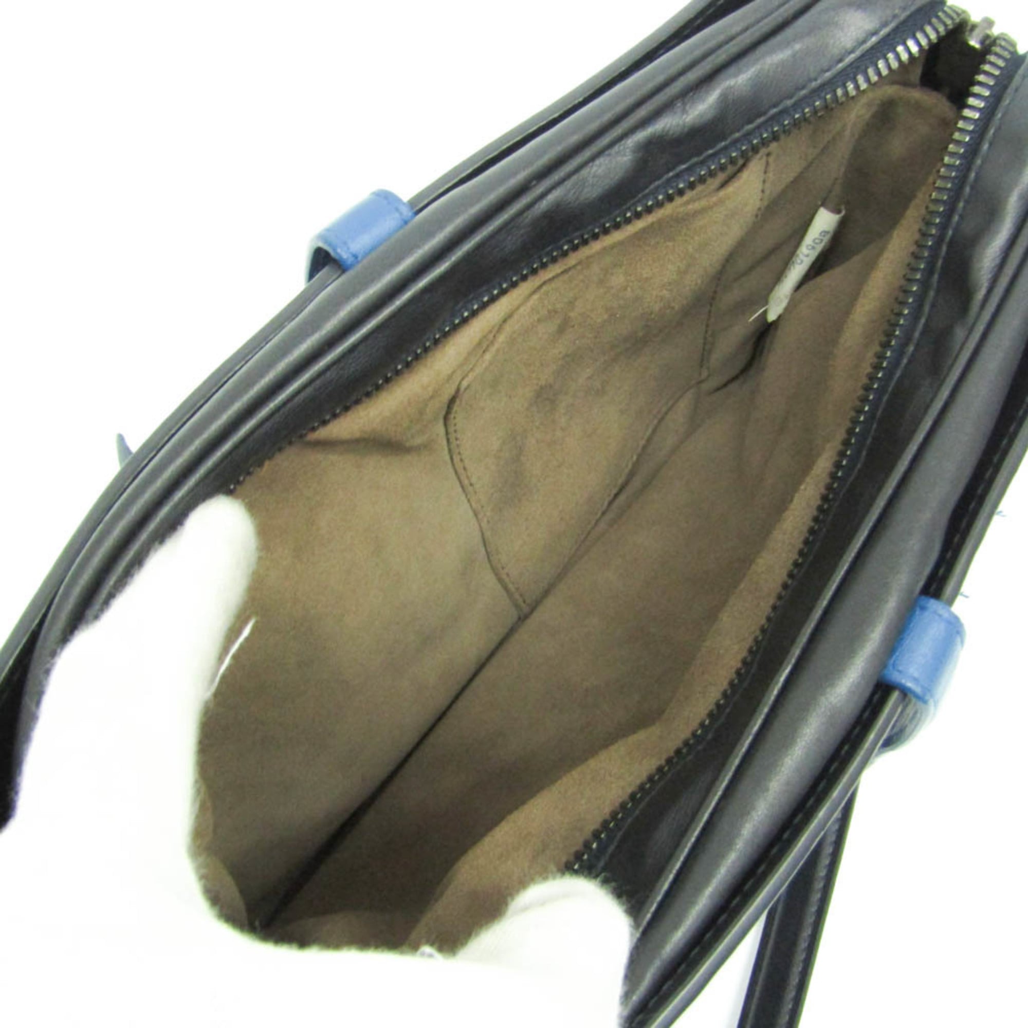 Bottega Veneta Belt Flap Camera Bag Intrecciato Nappa Navy Leather Shoulder Bag Bag (Pre-Owned)