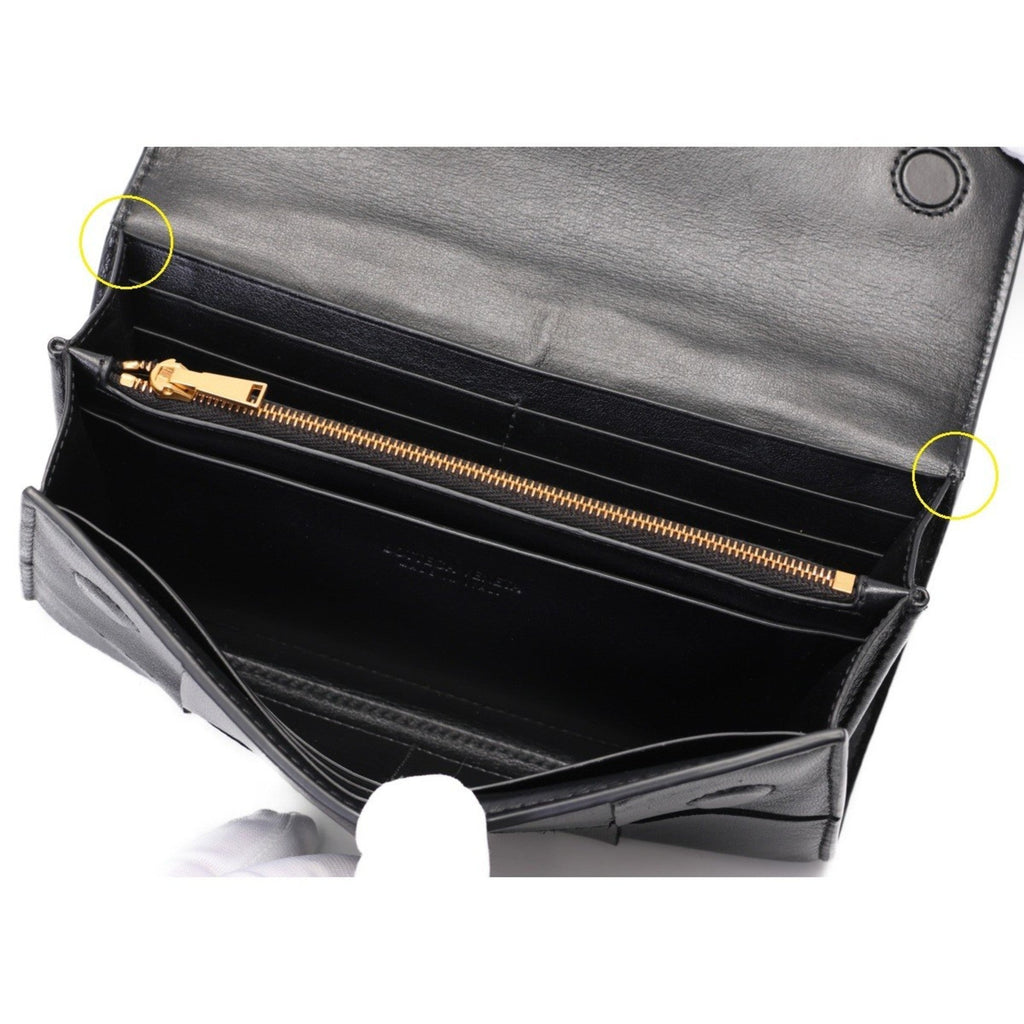 Bottega Veneta Black Leather Long Wallet (Bi-Fold) (Pre-Owned)