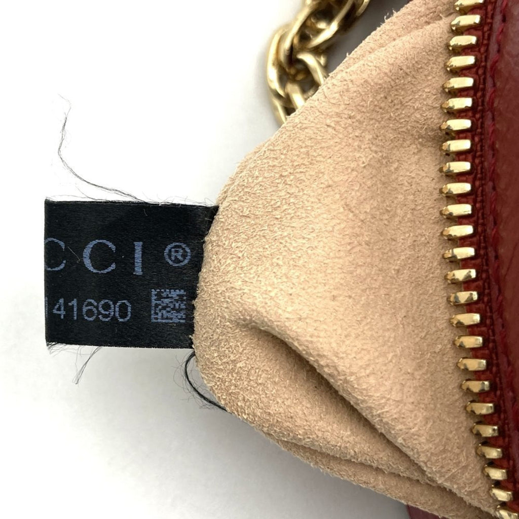 Gucci Gg Marmont Navy Red Color Suede Leather Shoulder Bag (Pre-Owned)