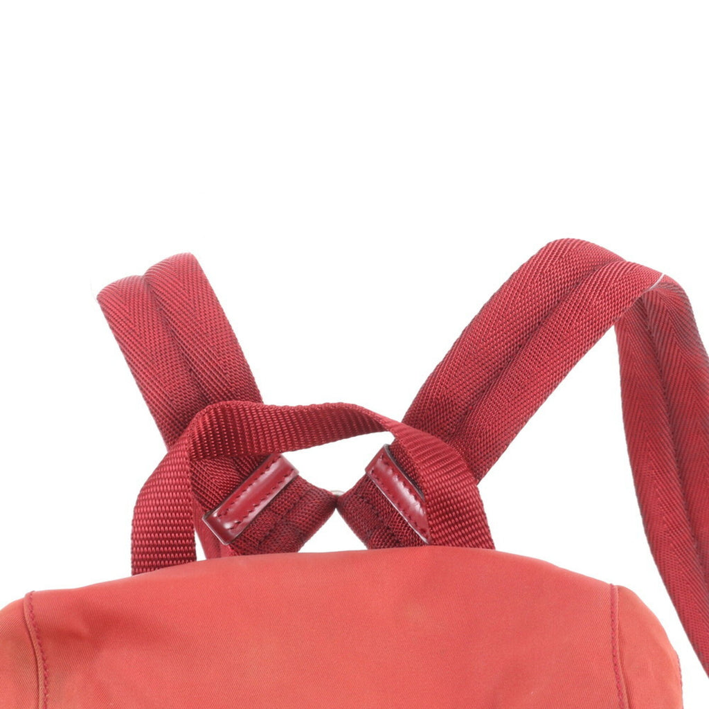 Prada Red Color Nylon Leather Backpack (Pre-Owned)