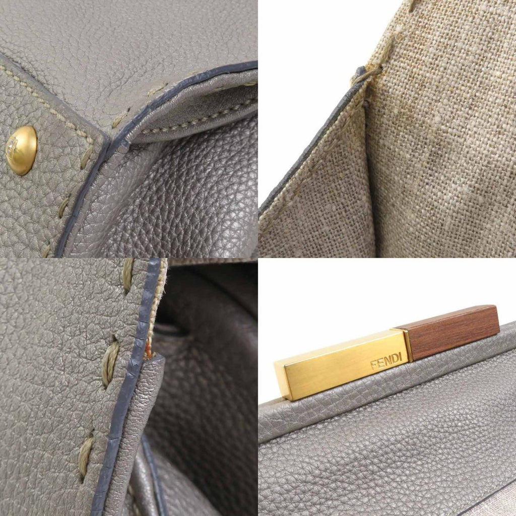 Fendi Gray Leather Handbag (Pre-Owned)