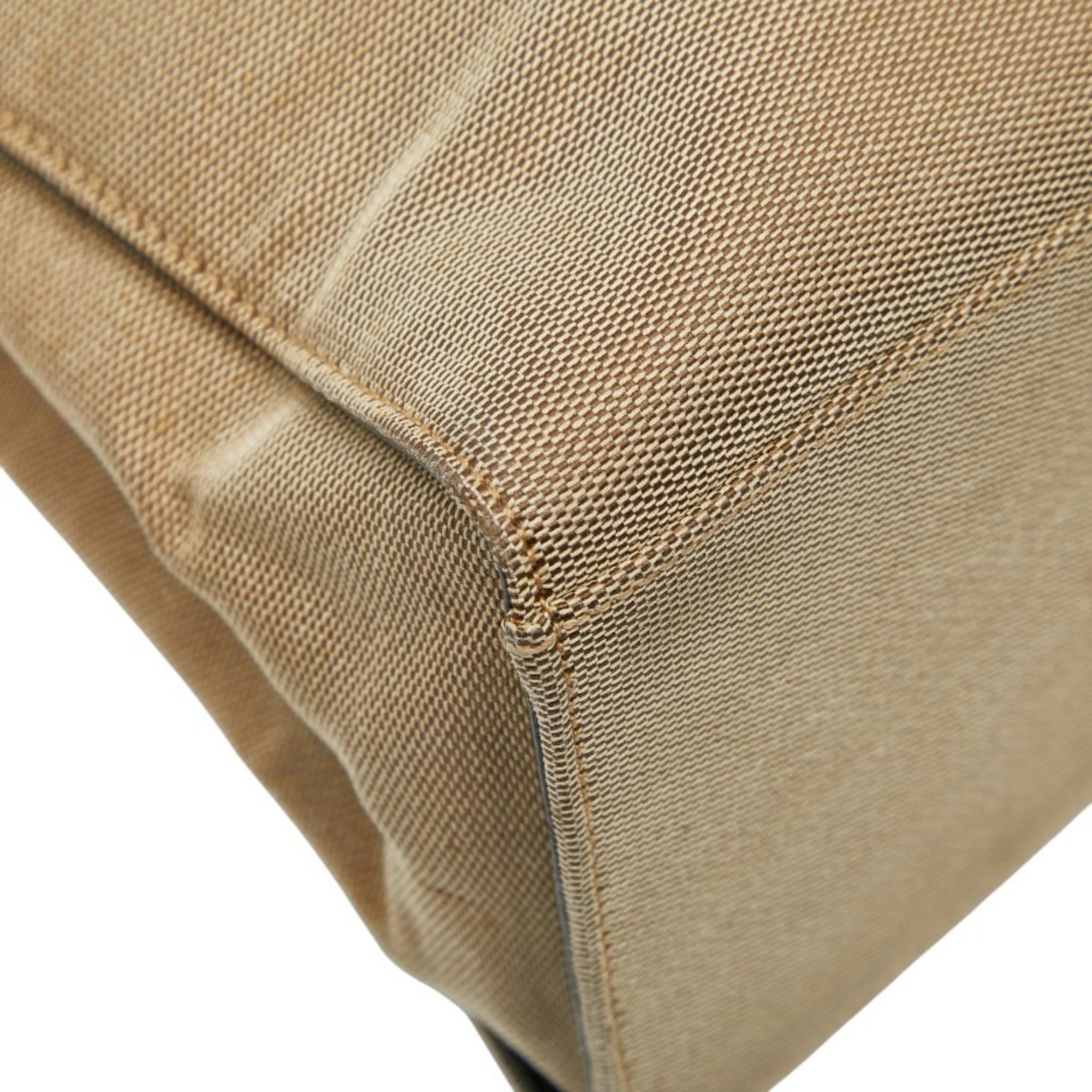 Gucci Bamboo Beige Black Canvas Handbag Tote Bag (Pre-Owned)