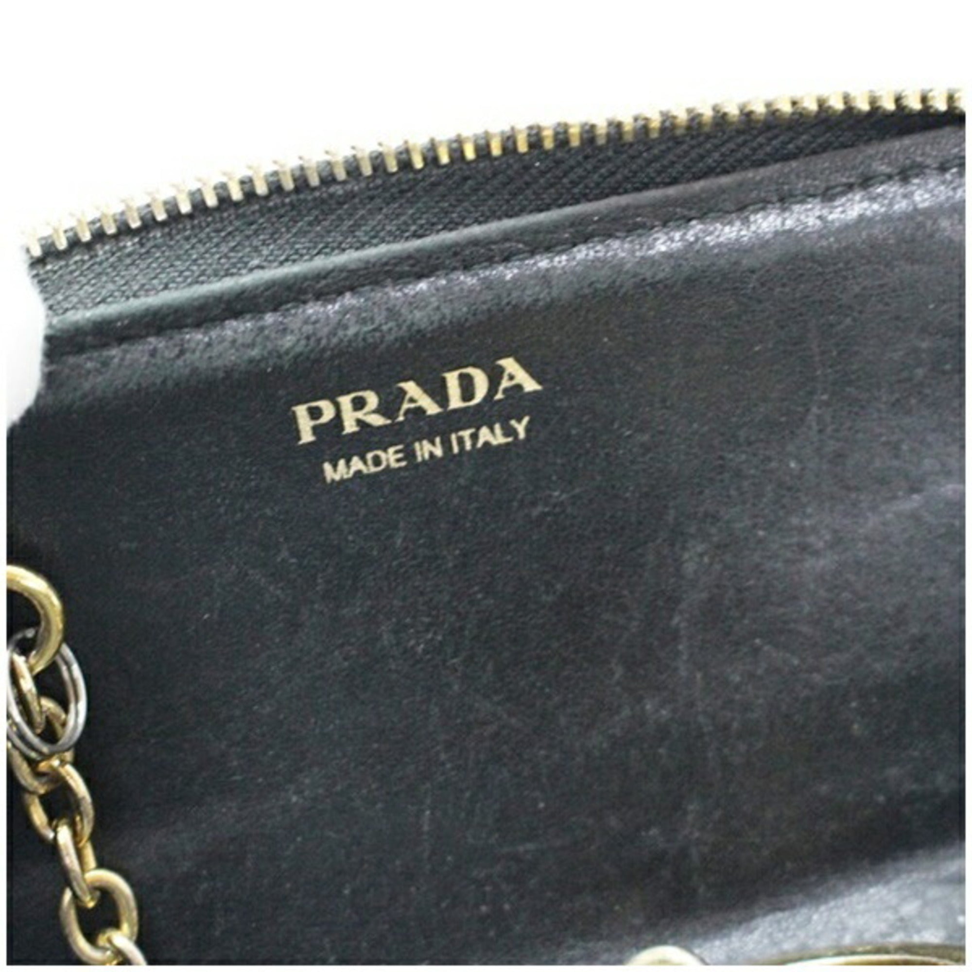 Prada Black Leather Coin Purse/Coin Case (Pre-Owned)