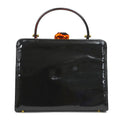 Bottega Veneta Black Brown Patent Leather Plastic Handbag (Pre-Owned)