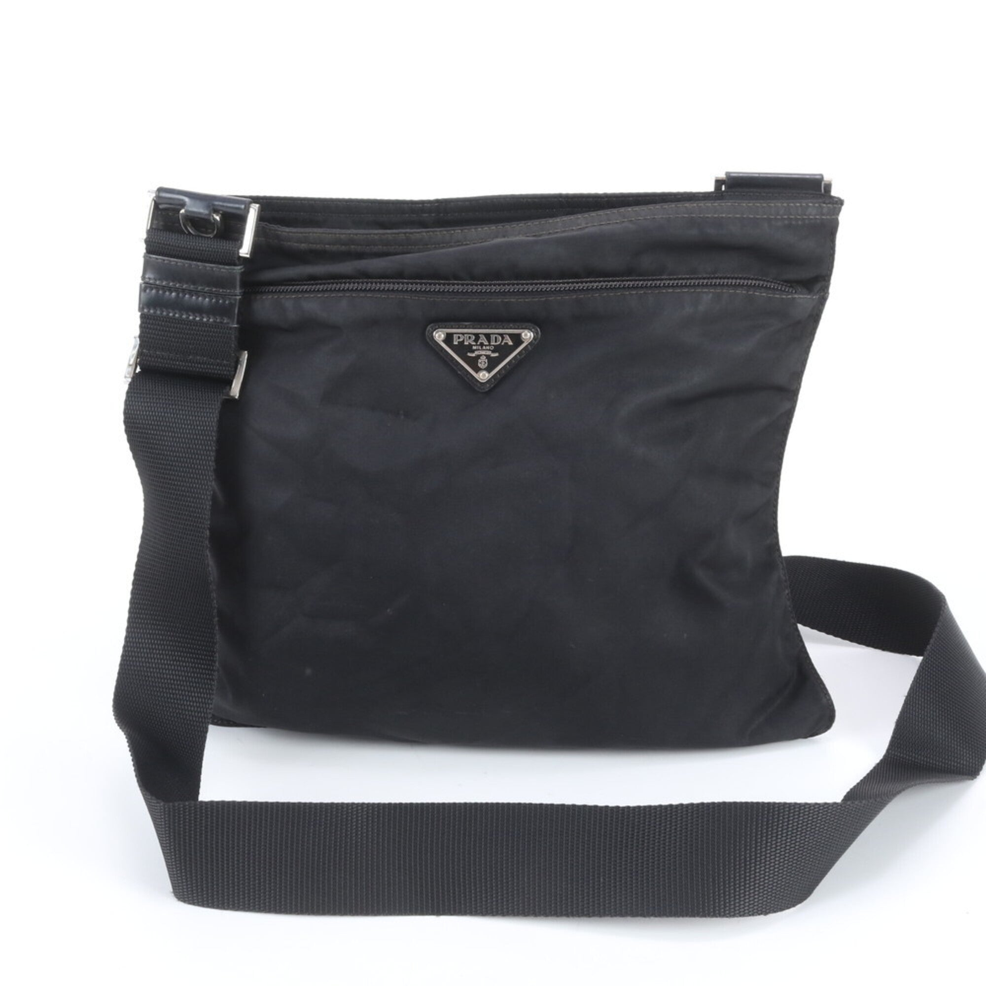 Prada Black Nylon Leather Shoulder Bag (Pre-Owned)