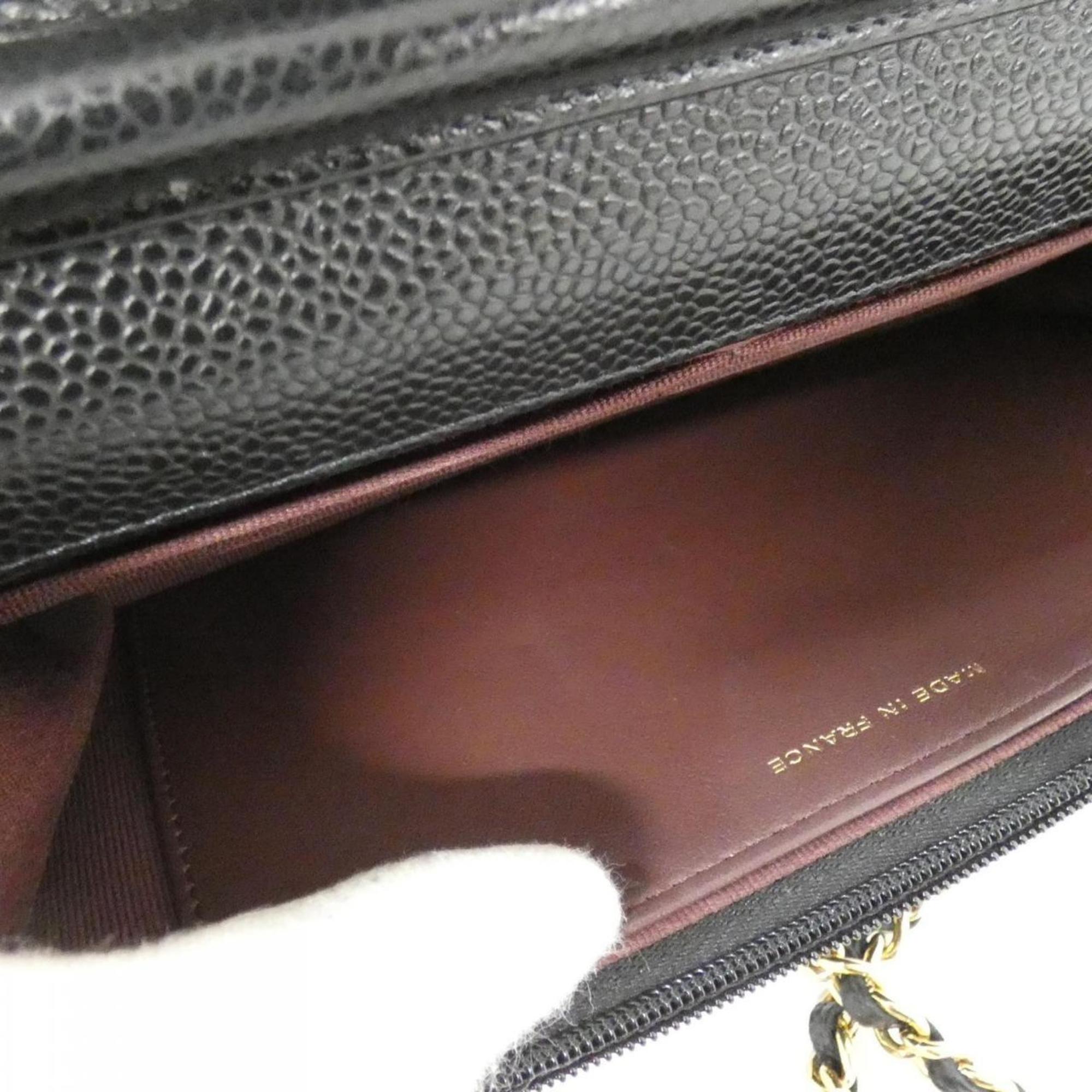 Chanel Black Bordeaux Grained Calfskin Chain/Shoulder Wallet (Pre-Owned)