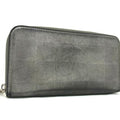 Chanel Gray Leather Long Wallet (Bi-Fold) (Pre-Owned)