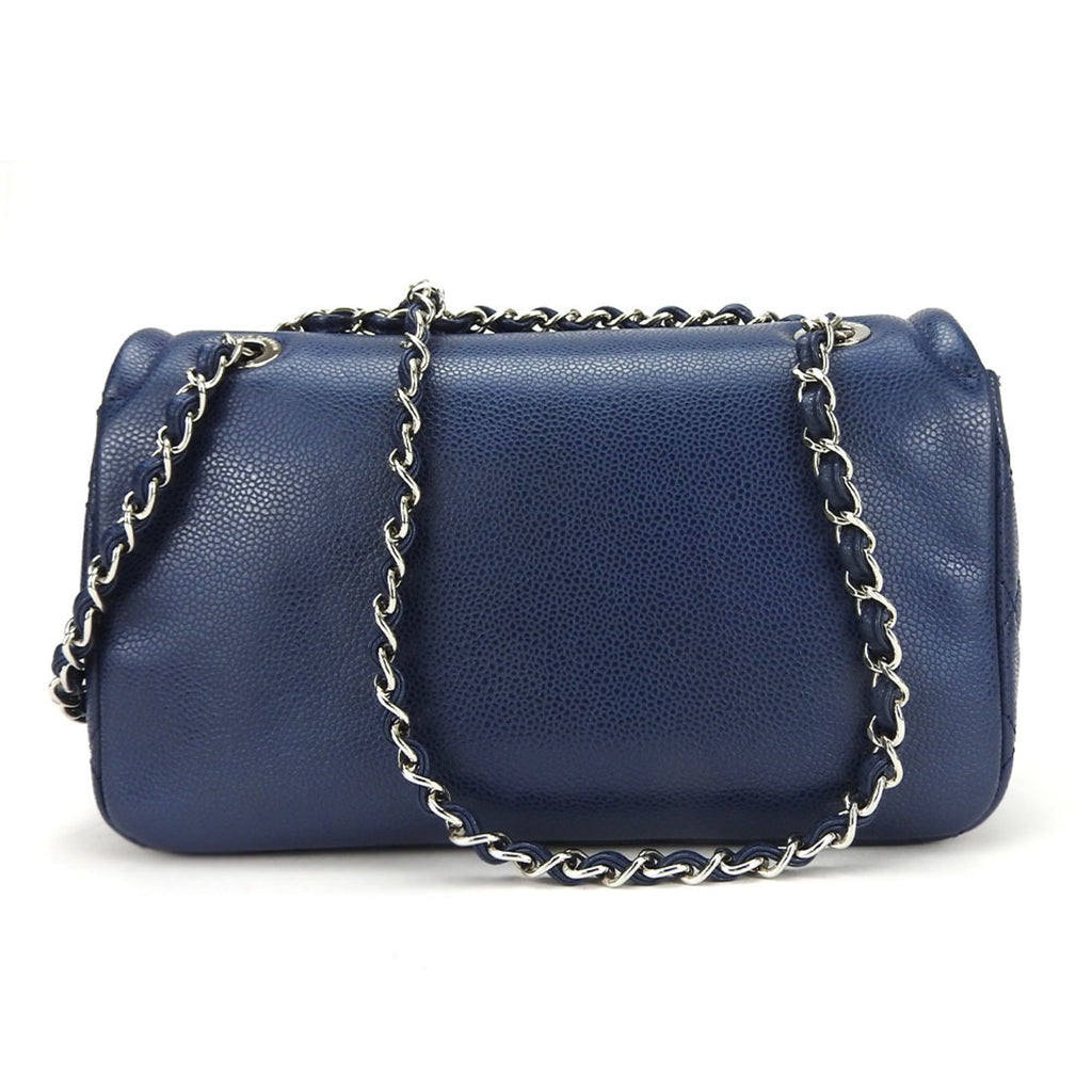 Chanel Matelasse Navy Grained Calfskin Shoulder Bag (Pre-Owned)