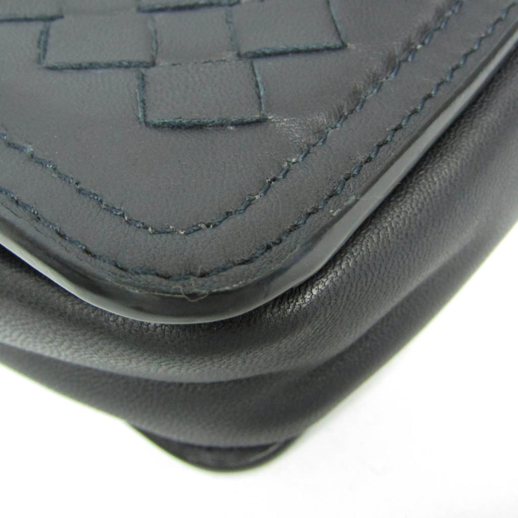 Bottega Veneta Belt Flap Camera Bag Intrecciato Nappa Navy Leather Shoulder Bag Bag (Pre-Owned)