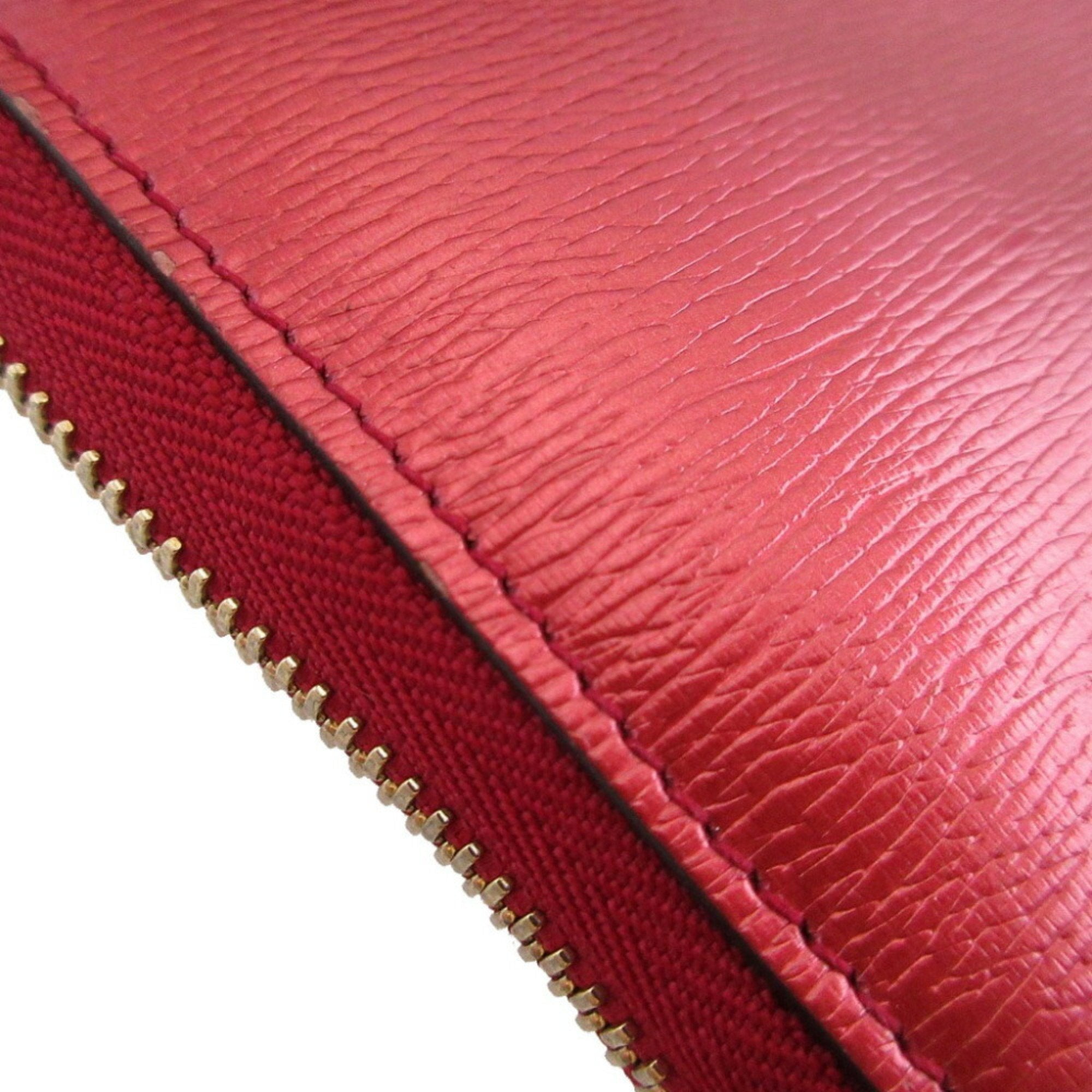 Gucci Red Color Leather Long Wallet (Bi-Fold) (Pre-Owned)