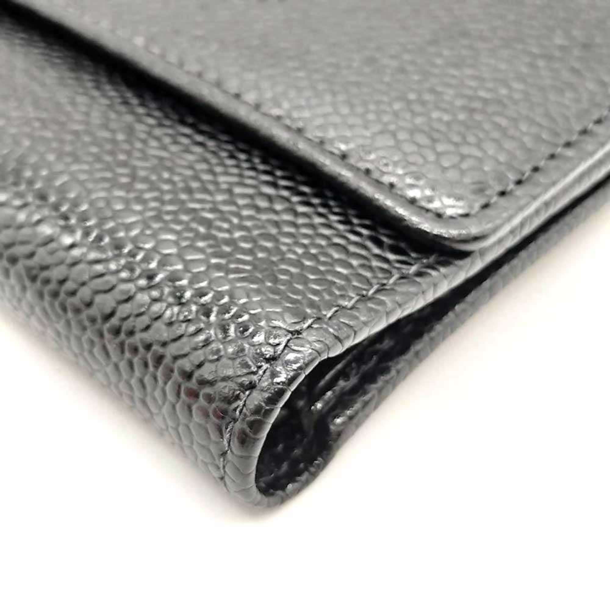 Chanel Black Grained Calfskin Wallet (Tri-Fold) (Pre-Owned)