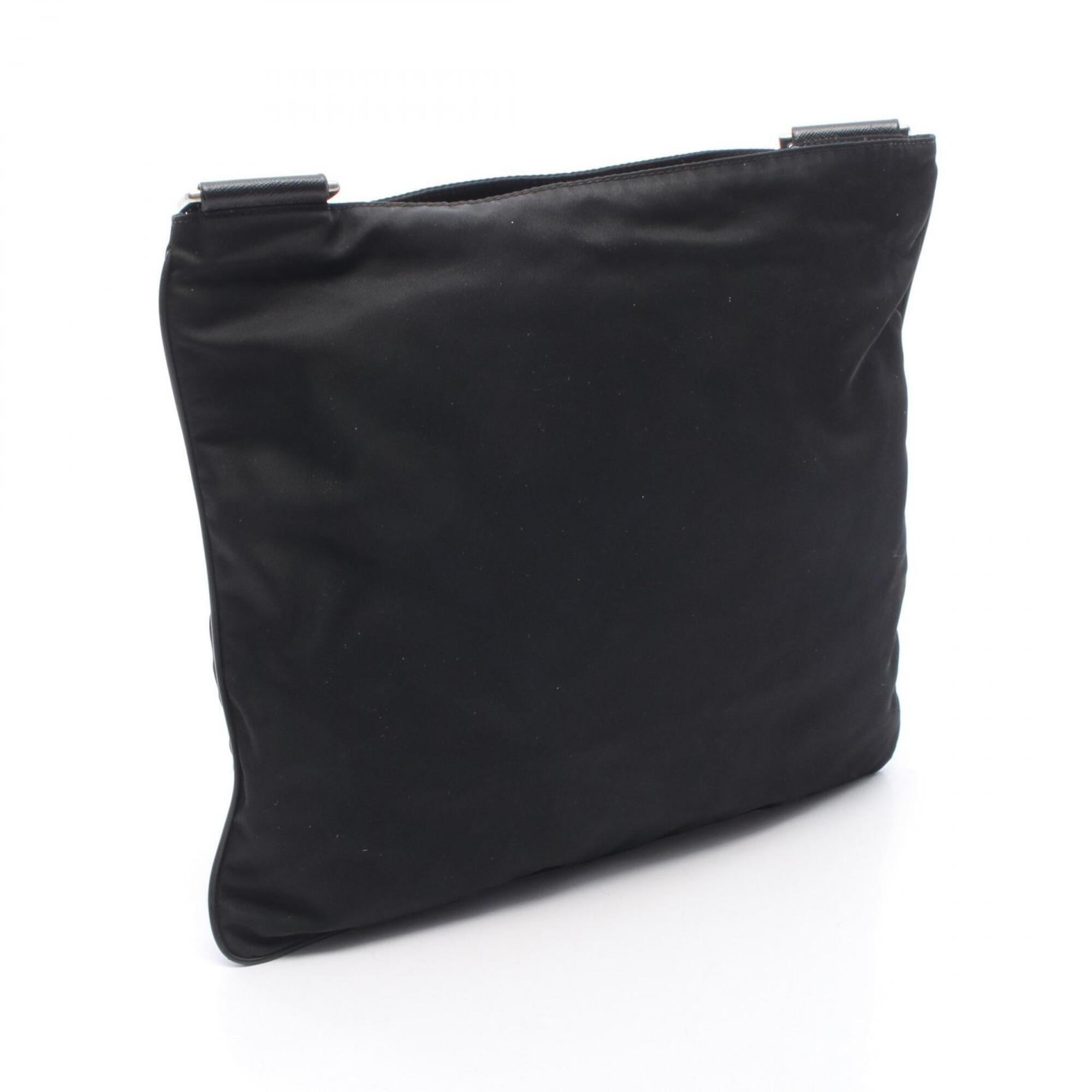 Prada Black Nylon Leather Handbag Shoulder Bag (Pre-Owned)