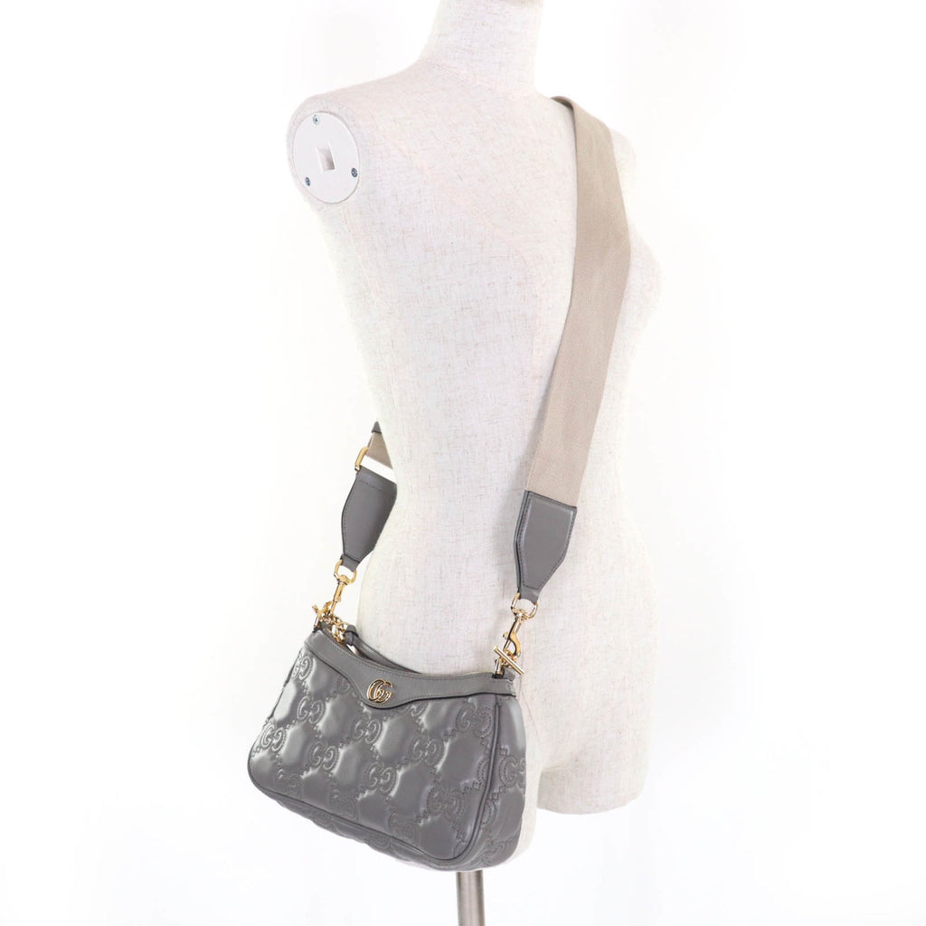 Gucci Gray Leather Handbag Shoulder Bag (Pre-Owned)