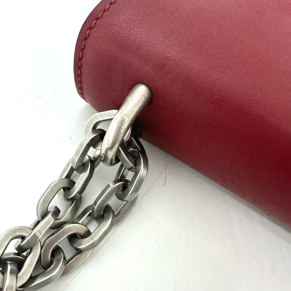 Prada Red Color Leather Shoulder Bag (Pre-Owned)