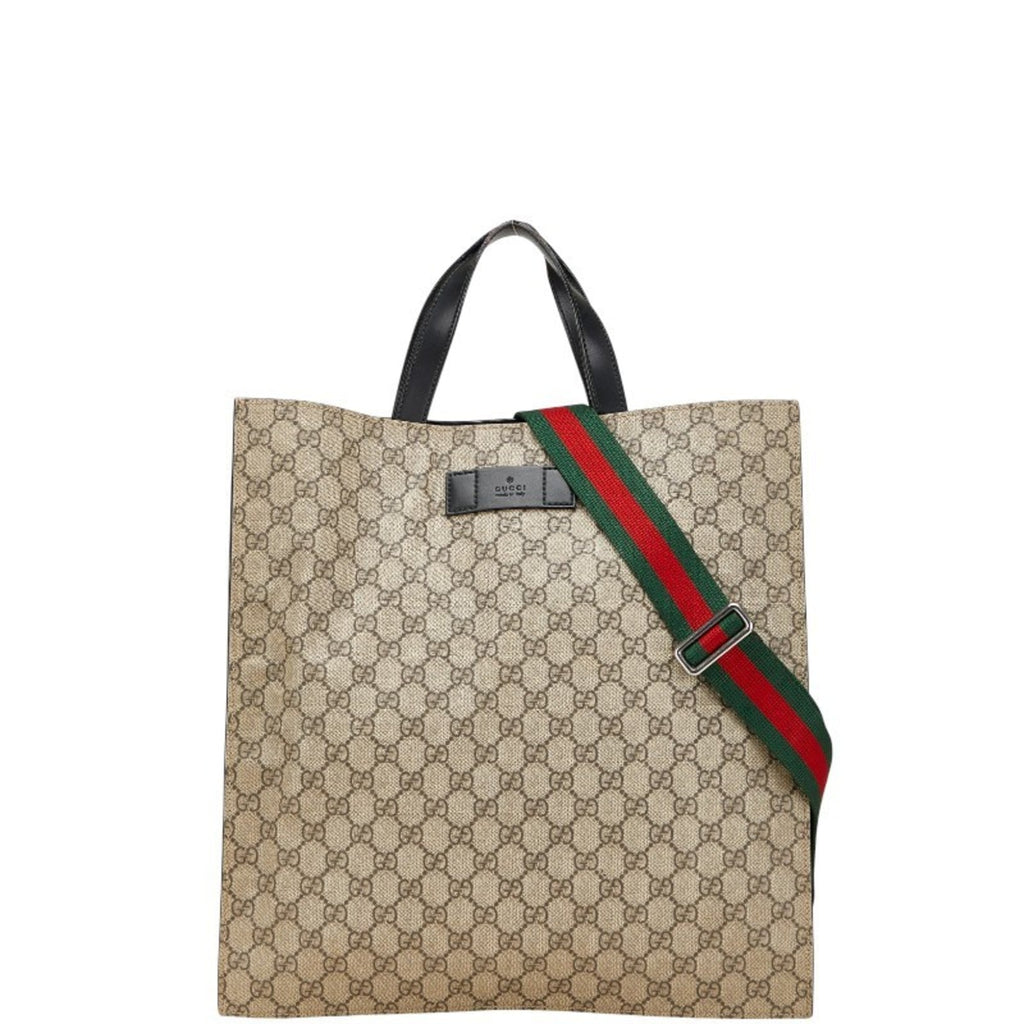 Gucci Beige Black Pvc Leather Shoulder Bag Tote Bag (Pre-Owned)