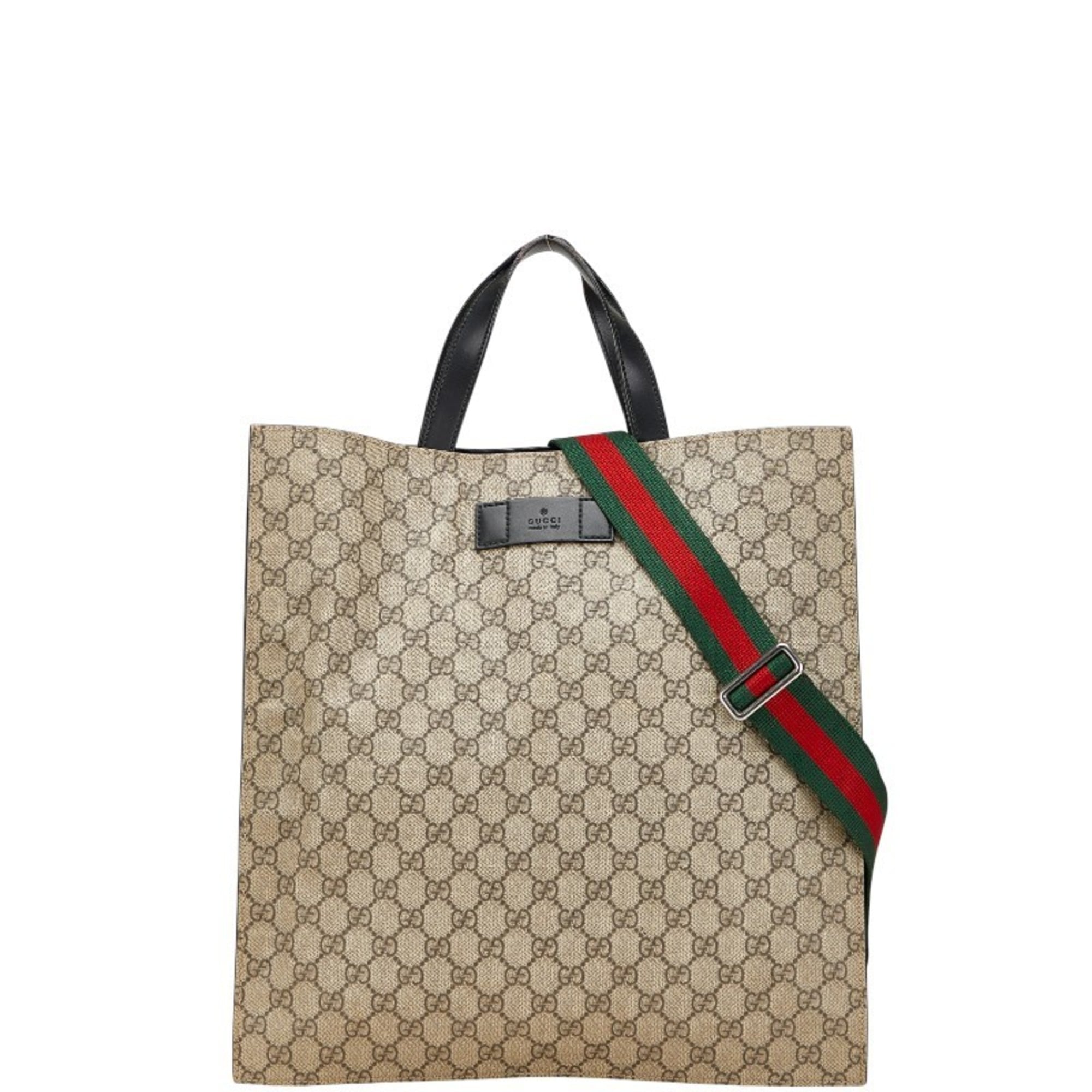 Gucci Beige Black Pvc Leather Shoulder Bag Tote Bag (Pre-Owned)