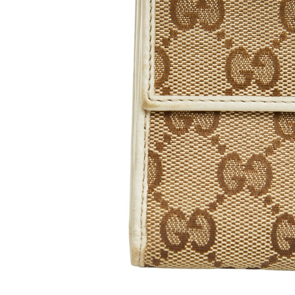 Gucci Beige Ivory Canvas Leather Wallet (Bi-Fold) (Pre-Owned)