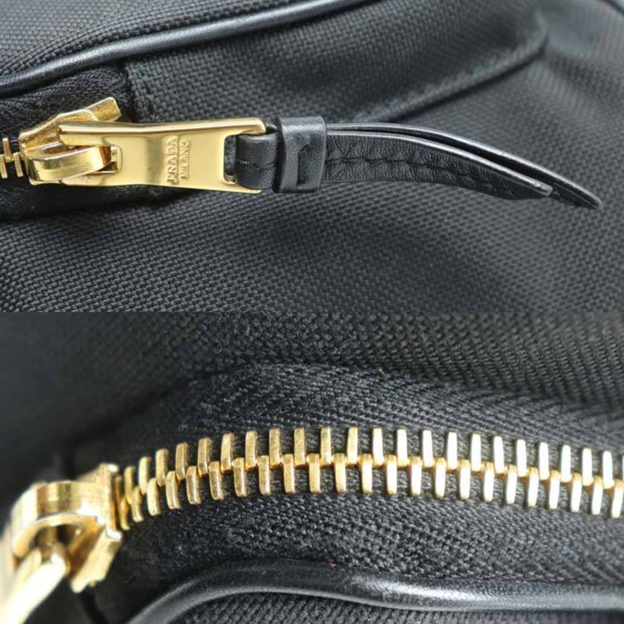 Prada Black Canvas Leather Shoulder Bag (Pre-Owned)