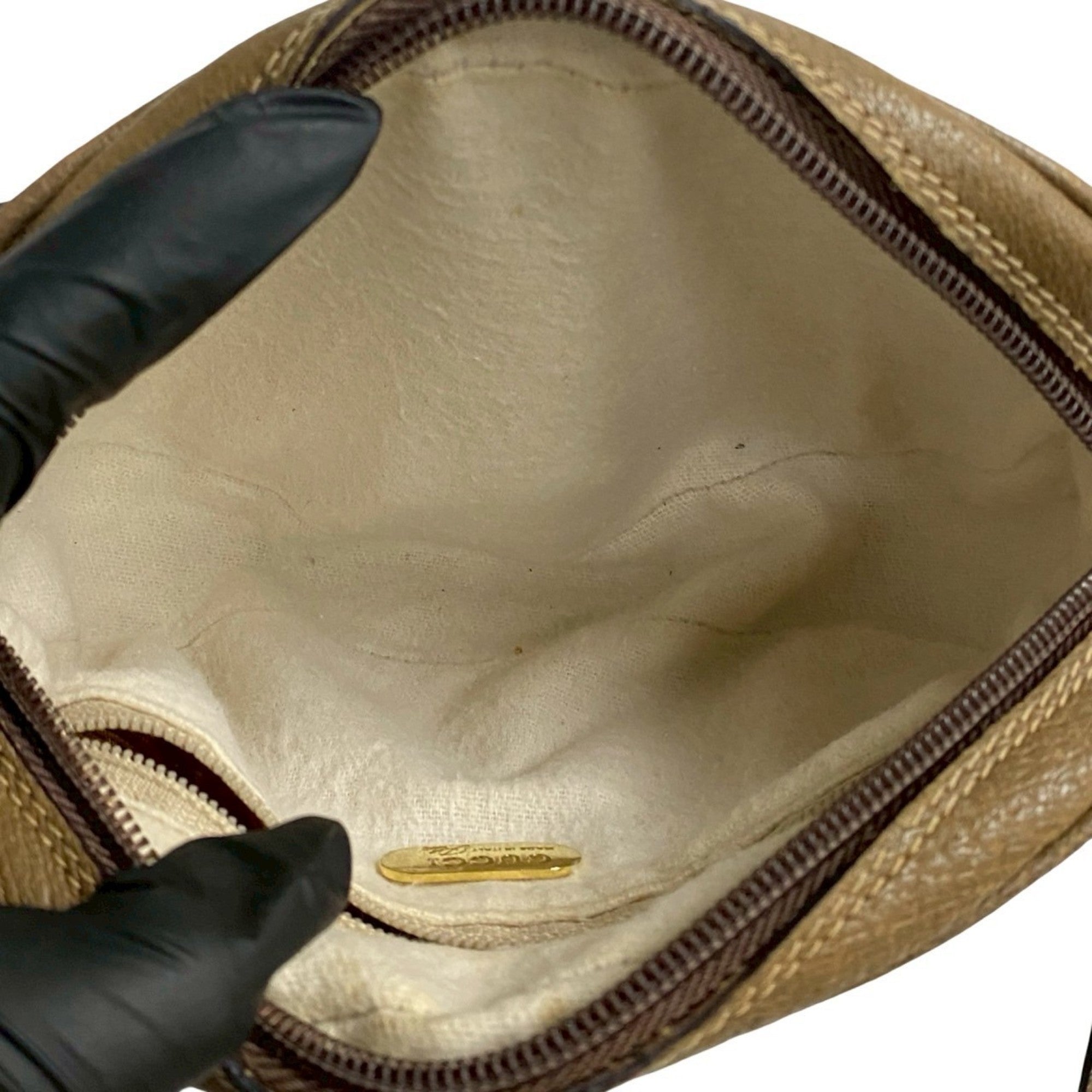 Gucci Brown Leather Pvc Pochette Shoulder Bag (Pre-Owned)