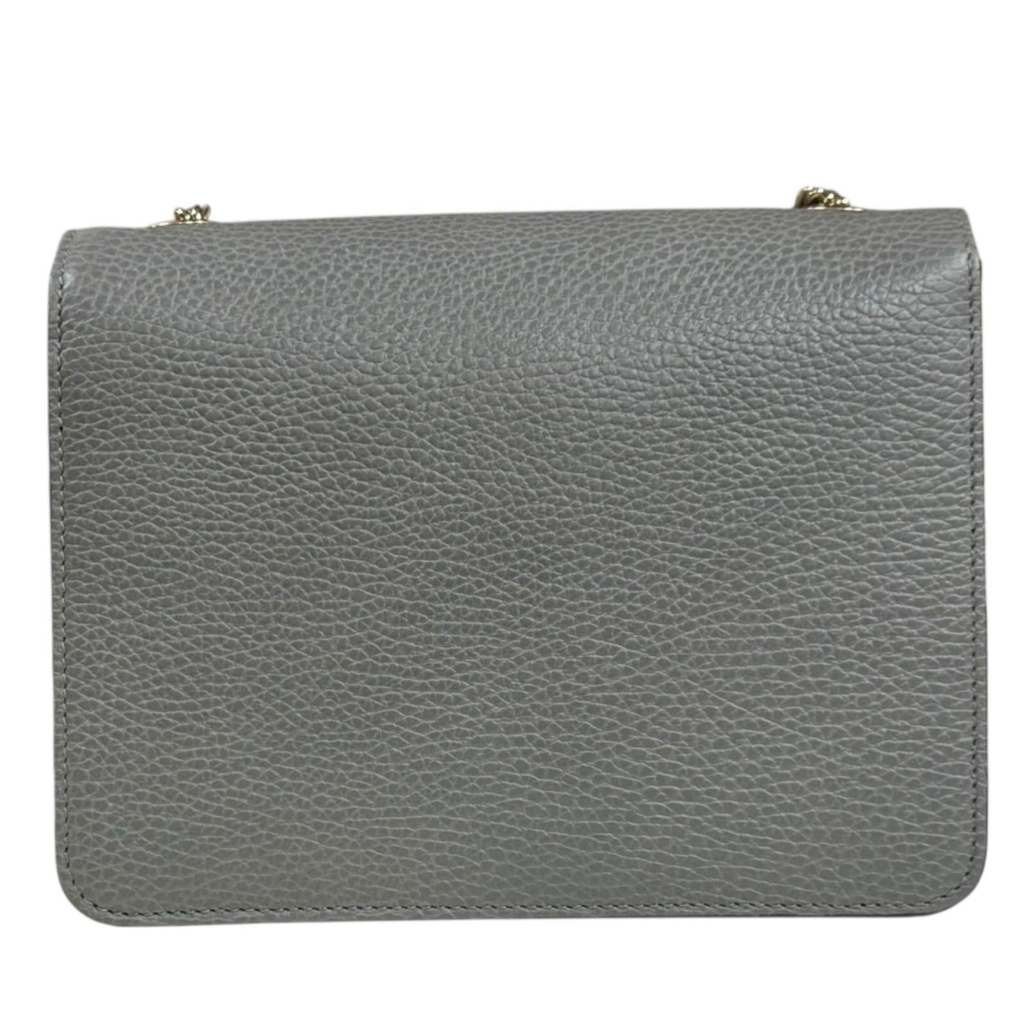 Gucci Gray Leather Shoulder Bag (Pre-Owned)