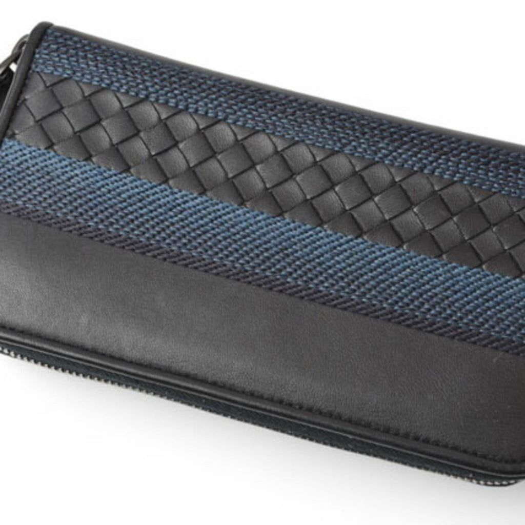 Bottega Veneta Navy Leather Long Wallet (Bi-Fold) (Pre-Owned)
