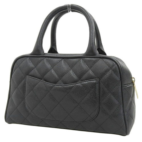 Chanel Black Caviar Leather Boston Bag Handbag (Pre-Owned)
