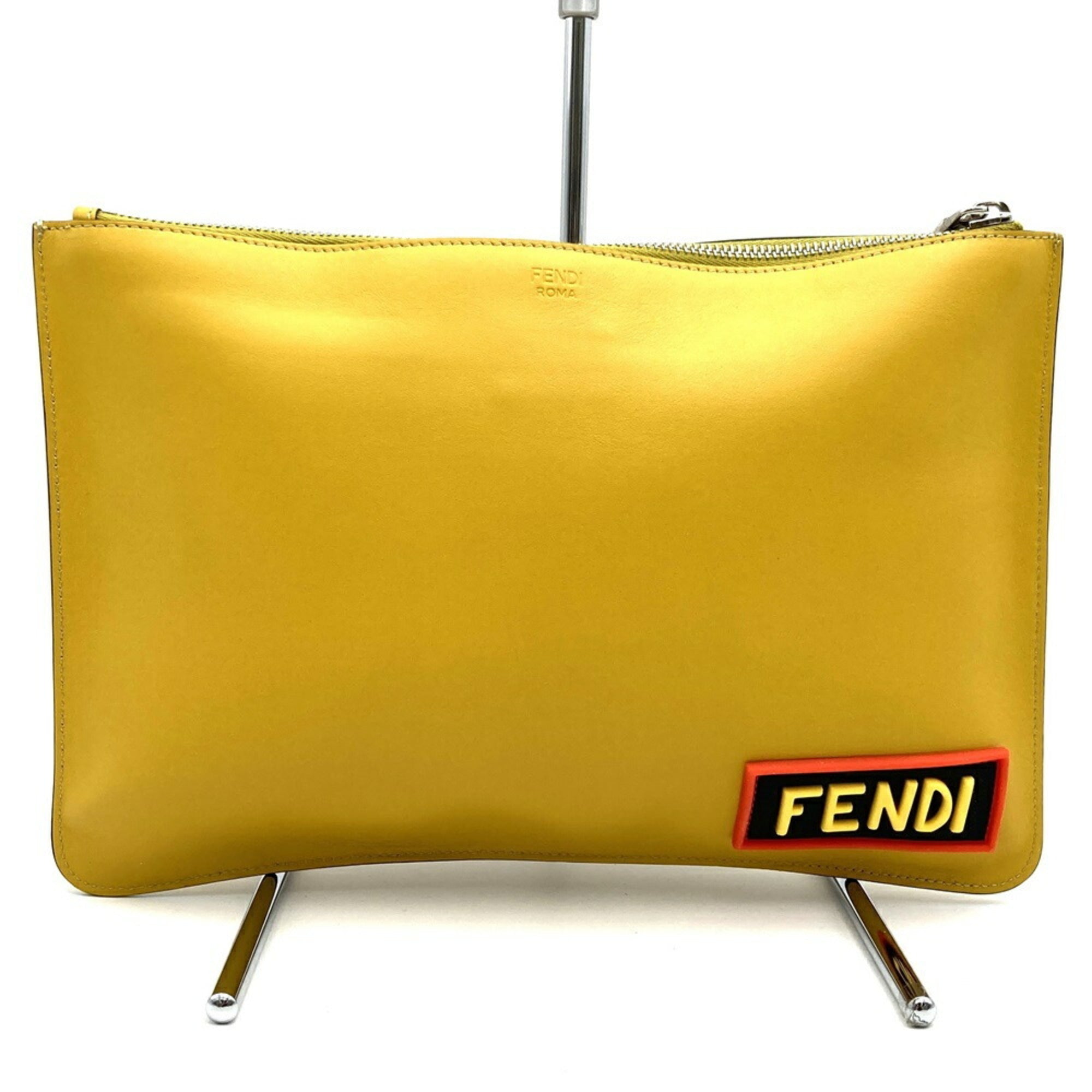 Fendi Yellow Leather Clutch Bag (Pre-Owned)