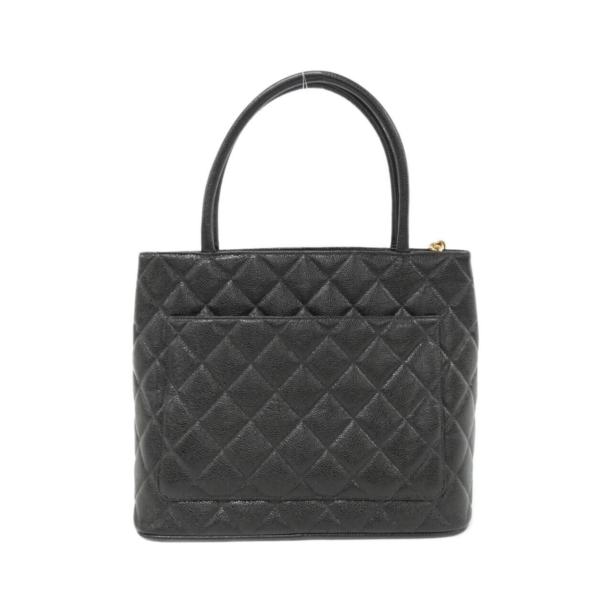 Chanel Black Grained Calfskin Handbag (Pre-Owned)