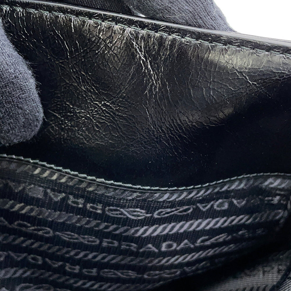 Prada Black Leather Handbag Shoulder Bag (Pre-Owned)