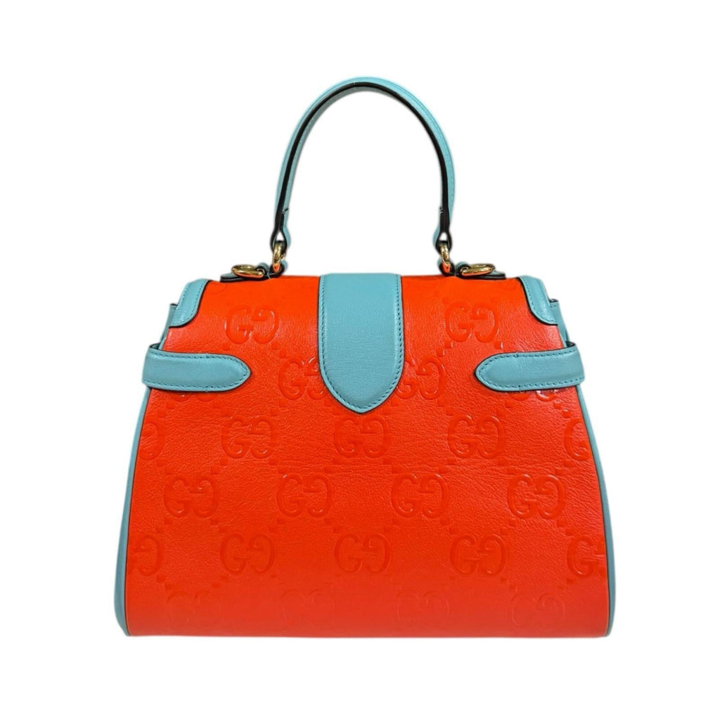 Gucci Light Blue Orange Leather Shoulder Bag (Pre-Owned)
