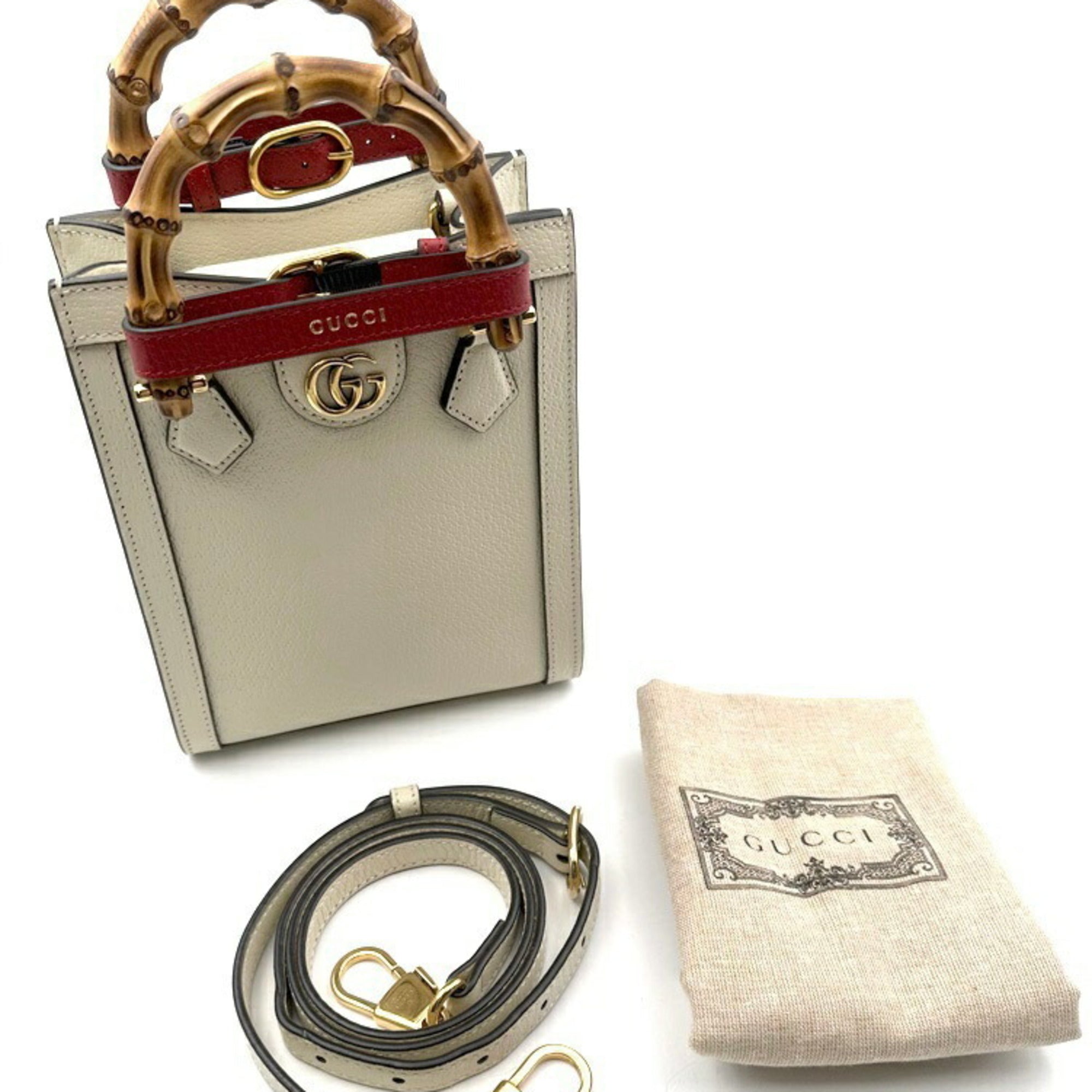 Gucci White Leather Shoulder Bag Tote Bag (Pre-Owned)