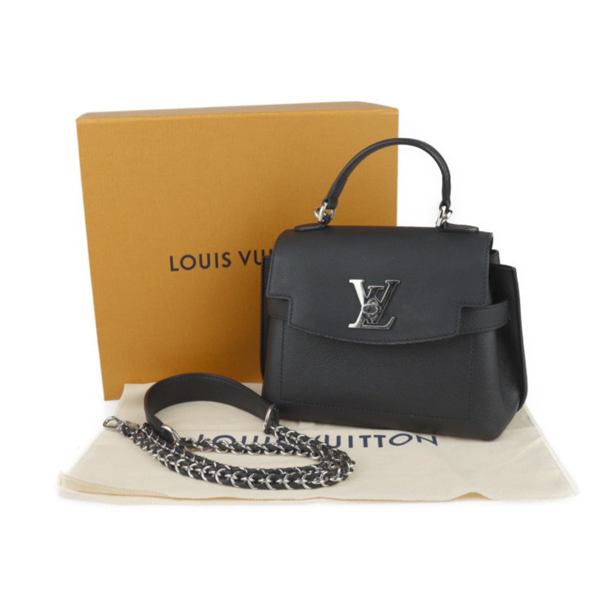 Louis Vuitton Black Leather Handbag Shoulder Bag (Pre-Owned)