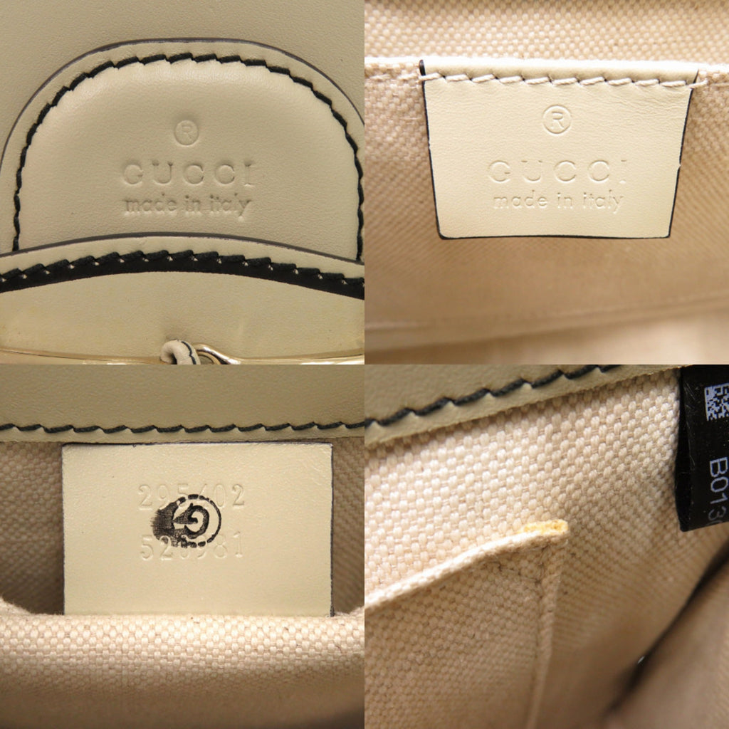 Gucci Beige White Gg Canvas Leather Shoulder Bag (Pre-Owned)