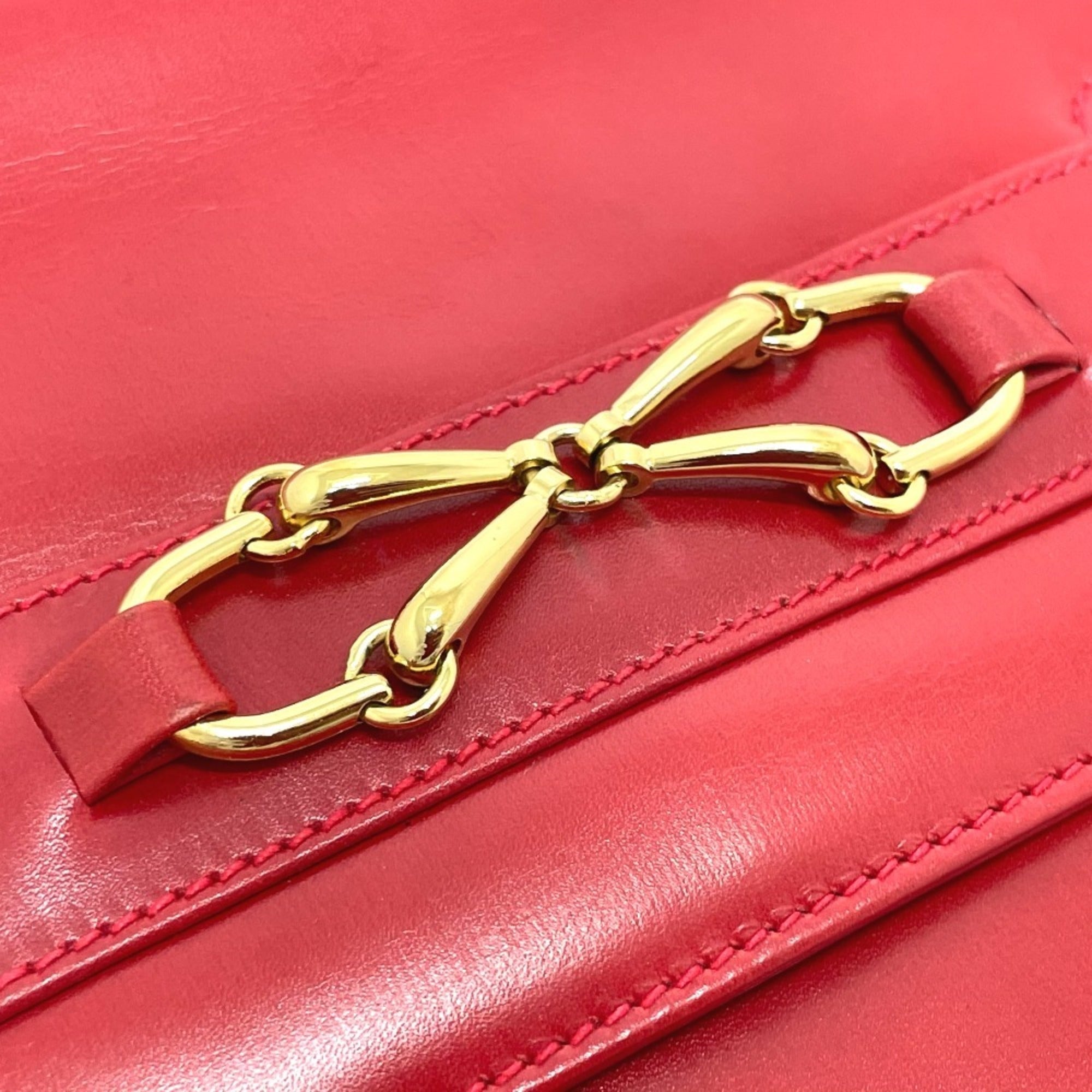 Gucci Red Color Leather Clutch Bag Shoulder Bag (Pre-Owned)