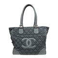 Chanel Gray Nylon Leather Tote Bag (Pre-Owned)
