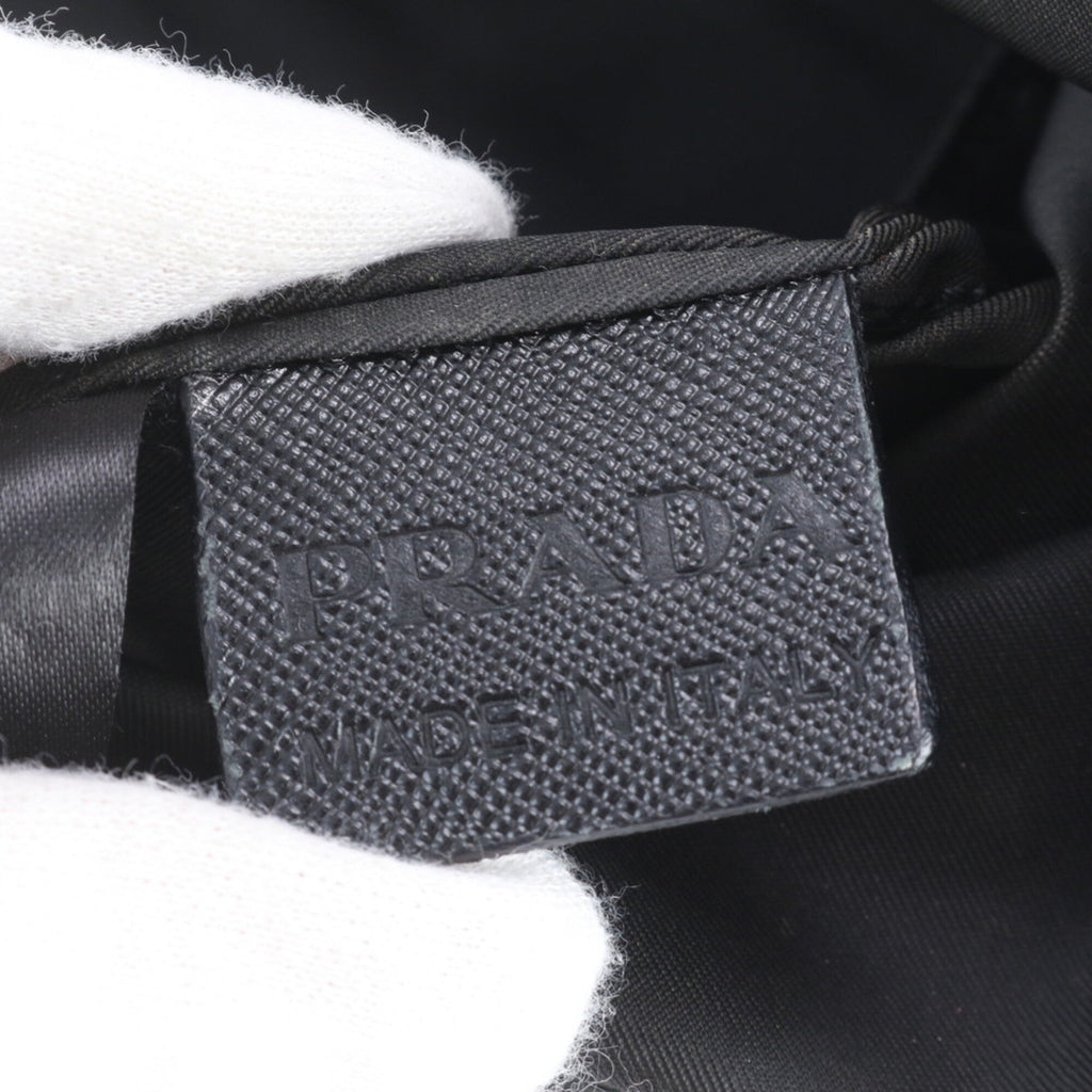 Prada Black Multi-Color Nylon Leather Handbag Tote Bag (Pre-Owned)