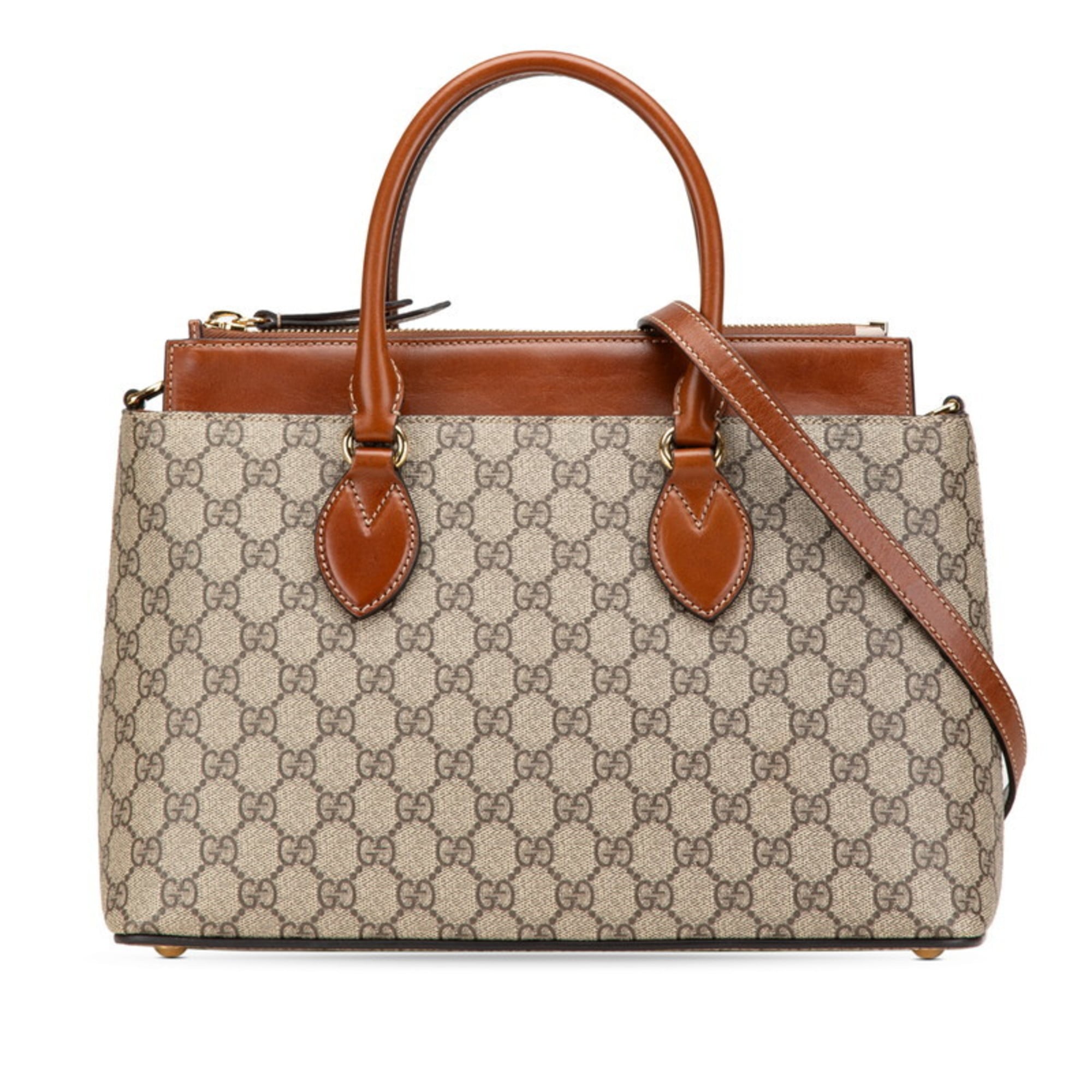 Gucci Beige Brown Pvc Leather Handbag Shoulder Bag (Pre-Owned)