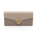 Fendi Beige Gray Leather Long Wallet (Bi-Fold) (Pre-Owned)