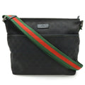 Gucci Black Green Red Color Gg Canvas Shoulder Bag (Pre-Owned)