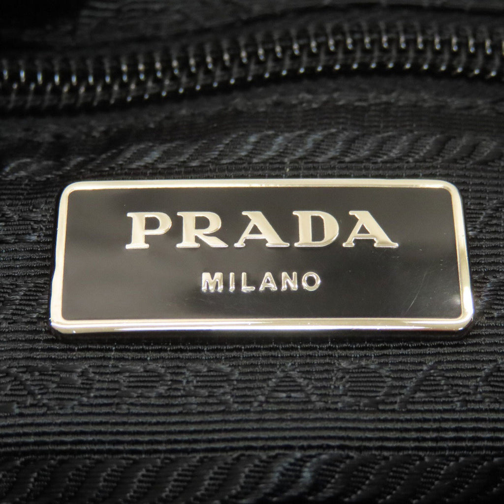 Prada Beige Navy Red Color Canvas Shoulder Bag (Pre-Owned)