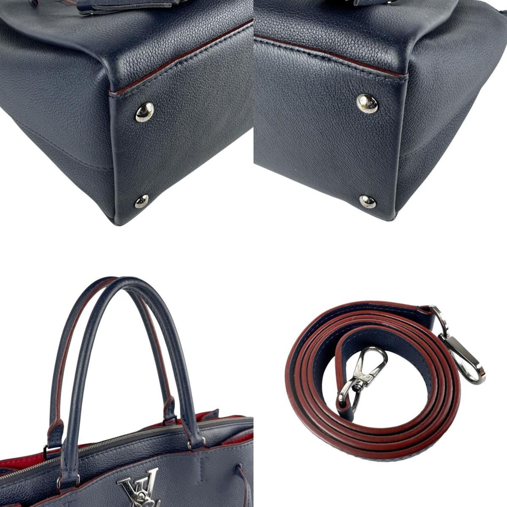 Louis Vuitton Navy Leather Handbag Shoulder Bag (Pre-Owned)