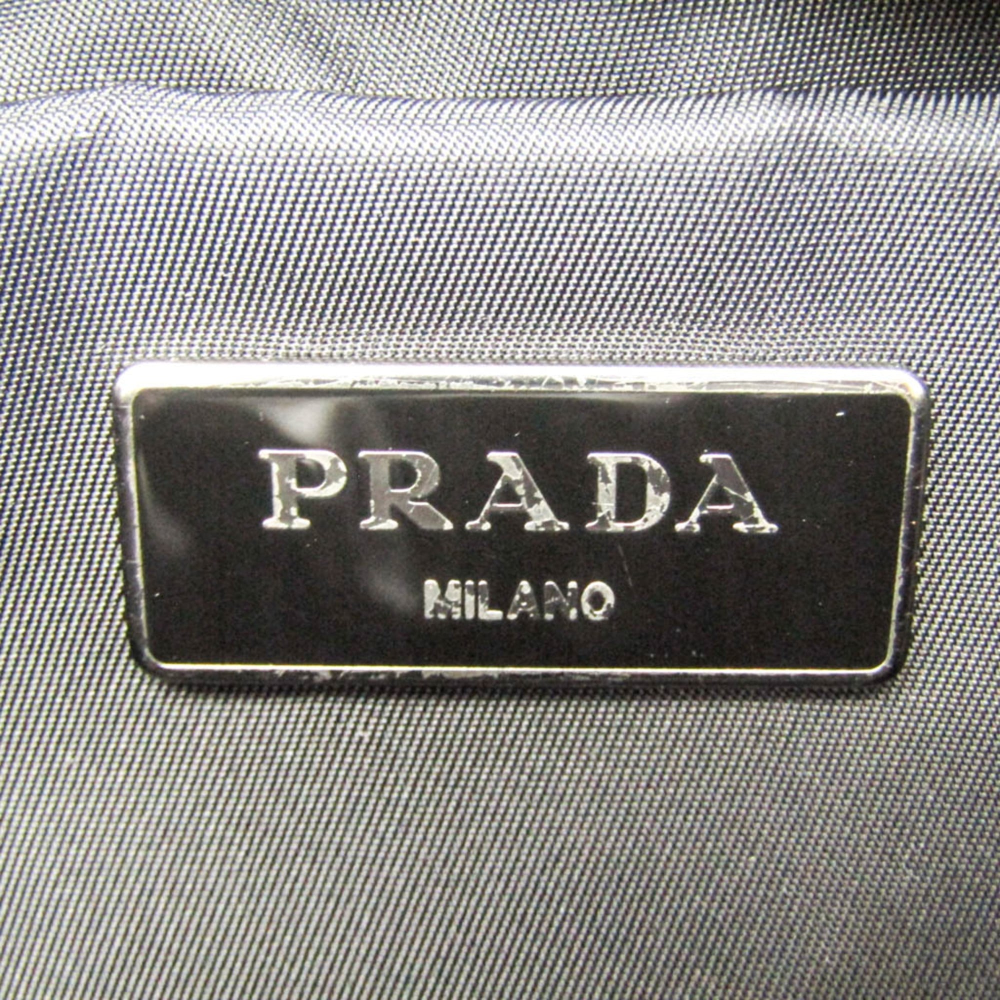 Prada Convertible Double Tote Nappa Leather And Tessuto Black Nylon Handbag (Pre-Owned)