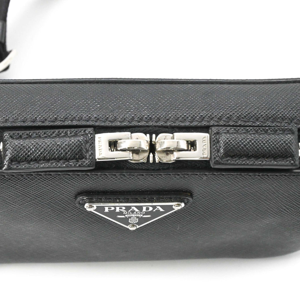 Prada Black Saffiano Triangle Shoulder Bag (Pre-Owned)
