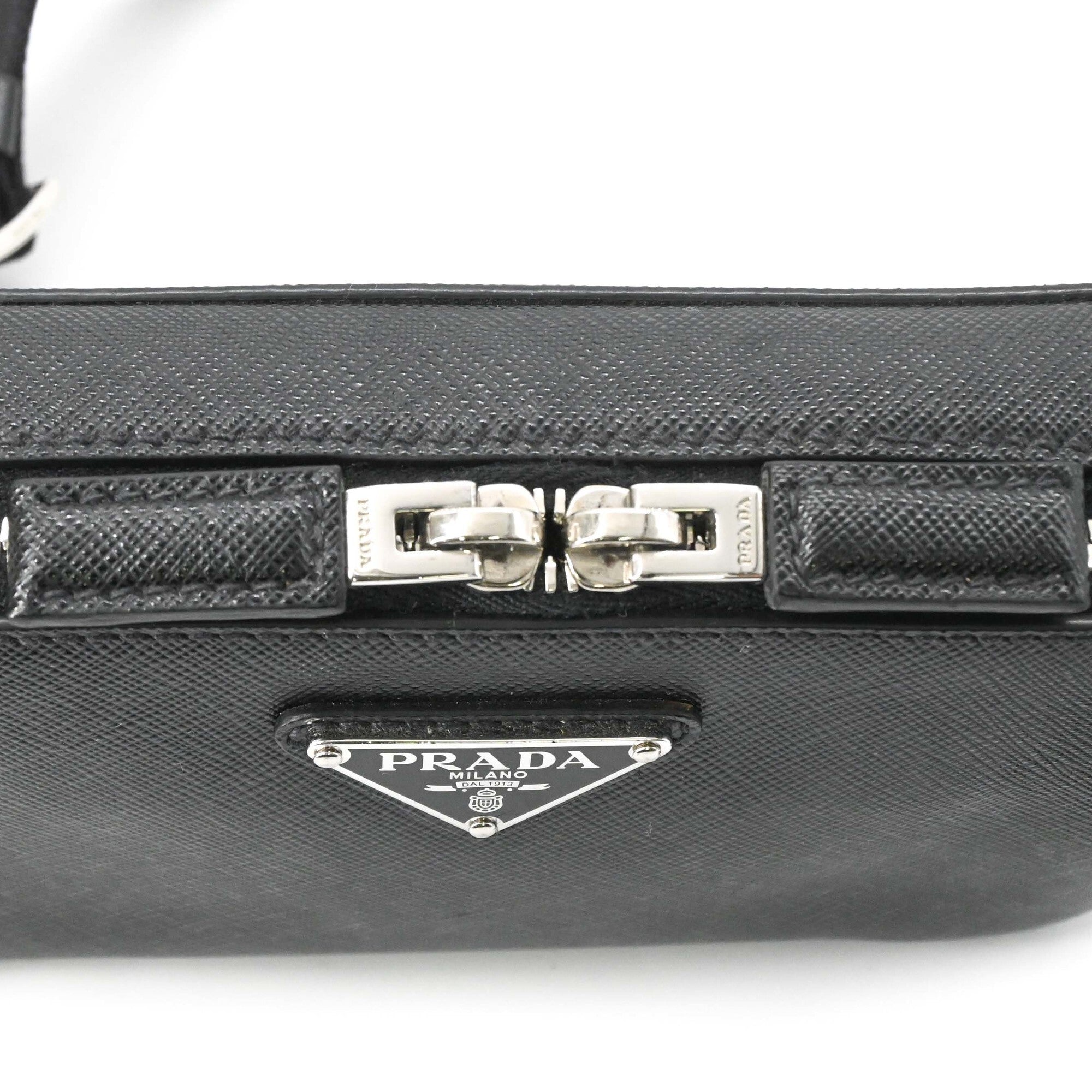 Prada Black Saffiano Triangle Shoulder Bag (Pre-Owned)