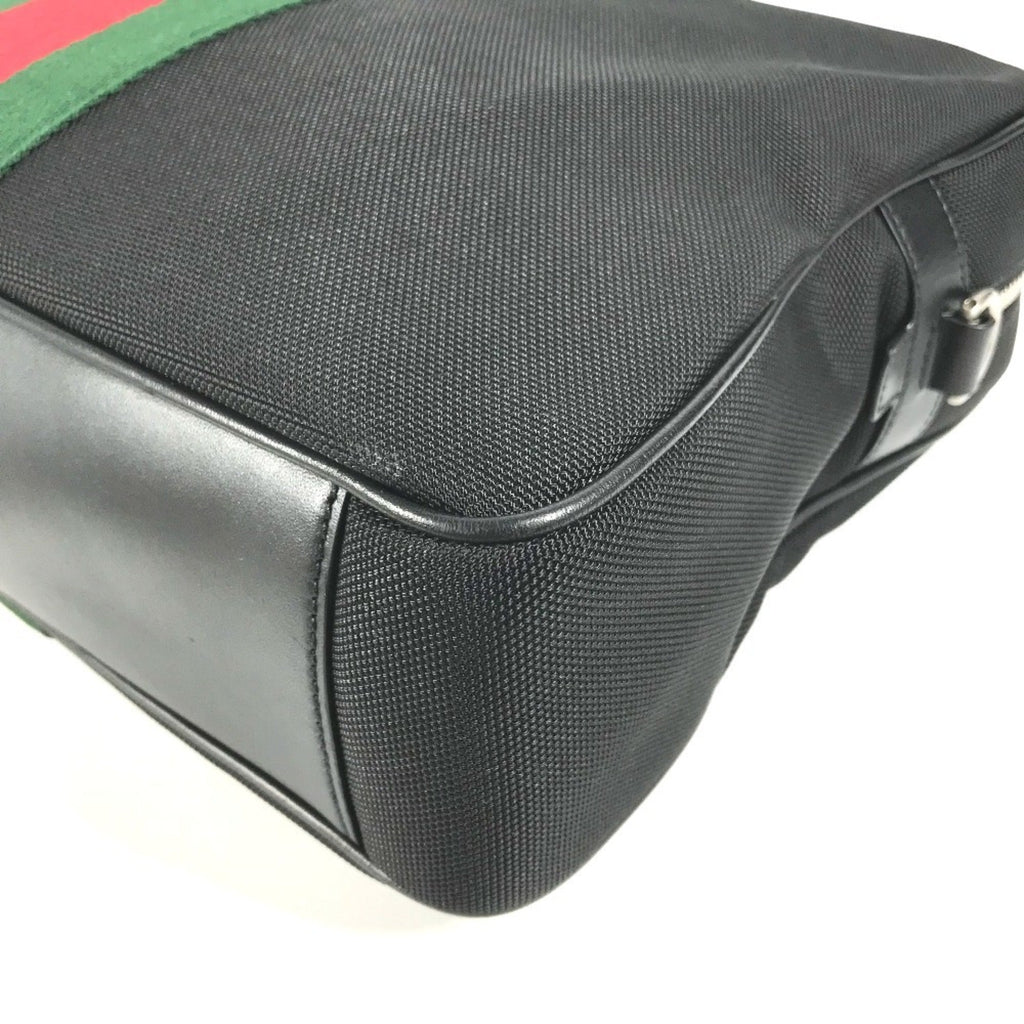 Gucci Black Leather Canvas Handbag Shoulder Bag Tote Bag (Pre-Owned)