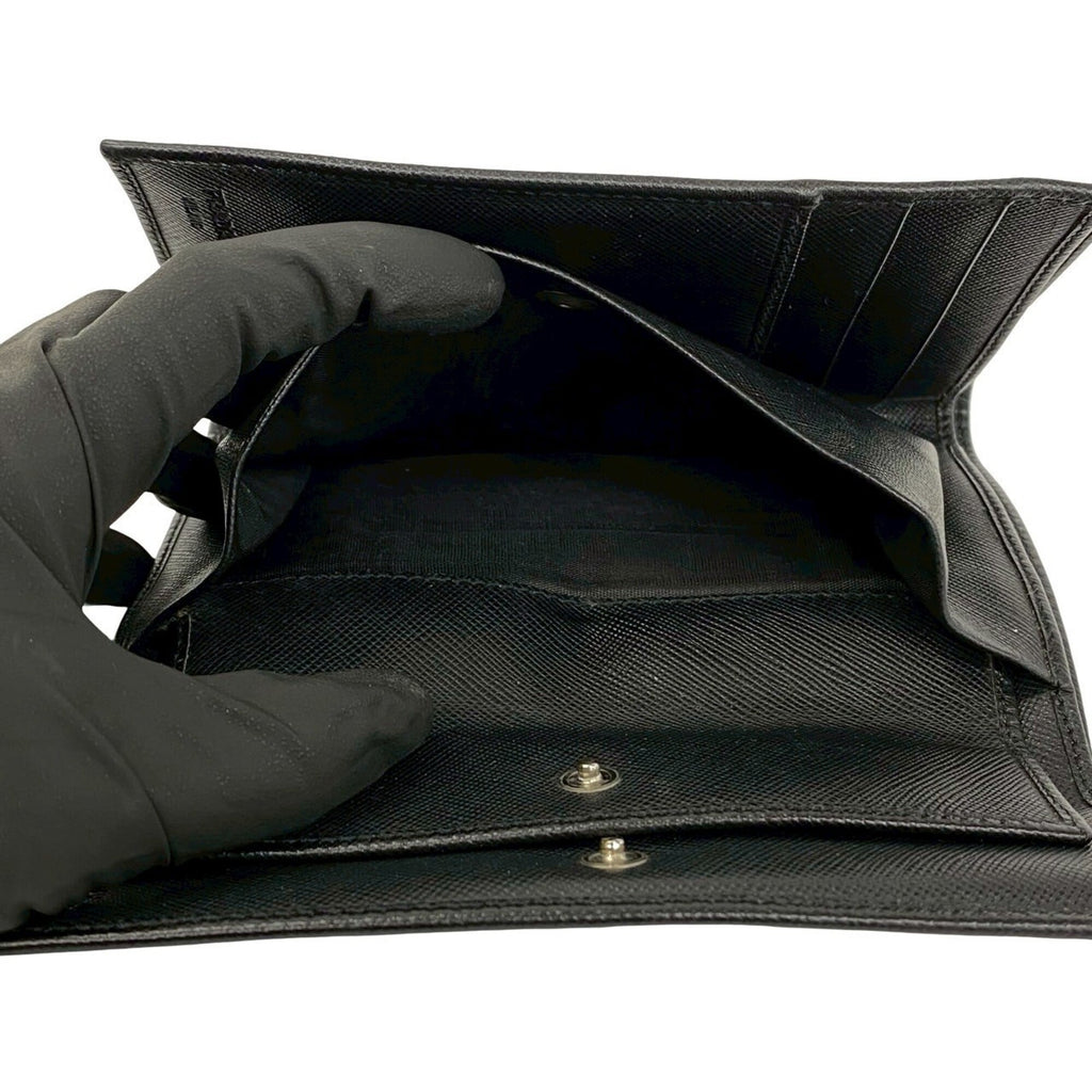 Prada Black Leather Wallet (Tri-Fold) (Pre-Owned)